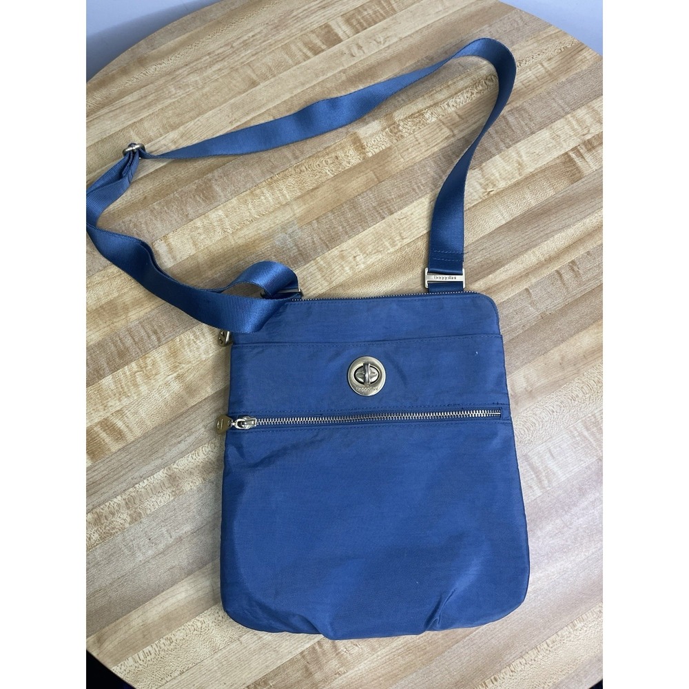 Baggallini Crossbody Bag Blue Purse Nylon Travel Medium Turnlock